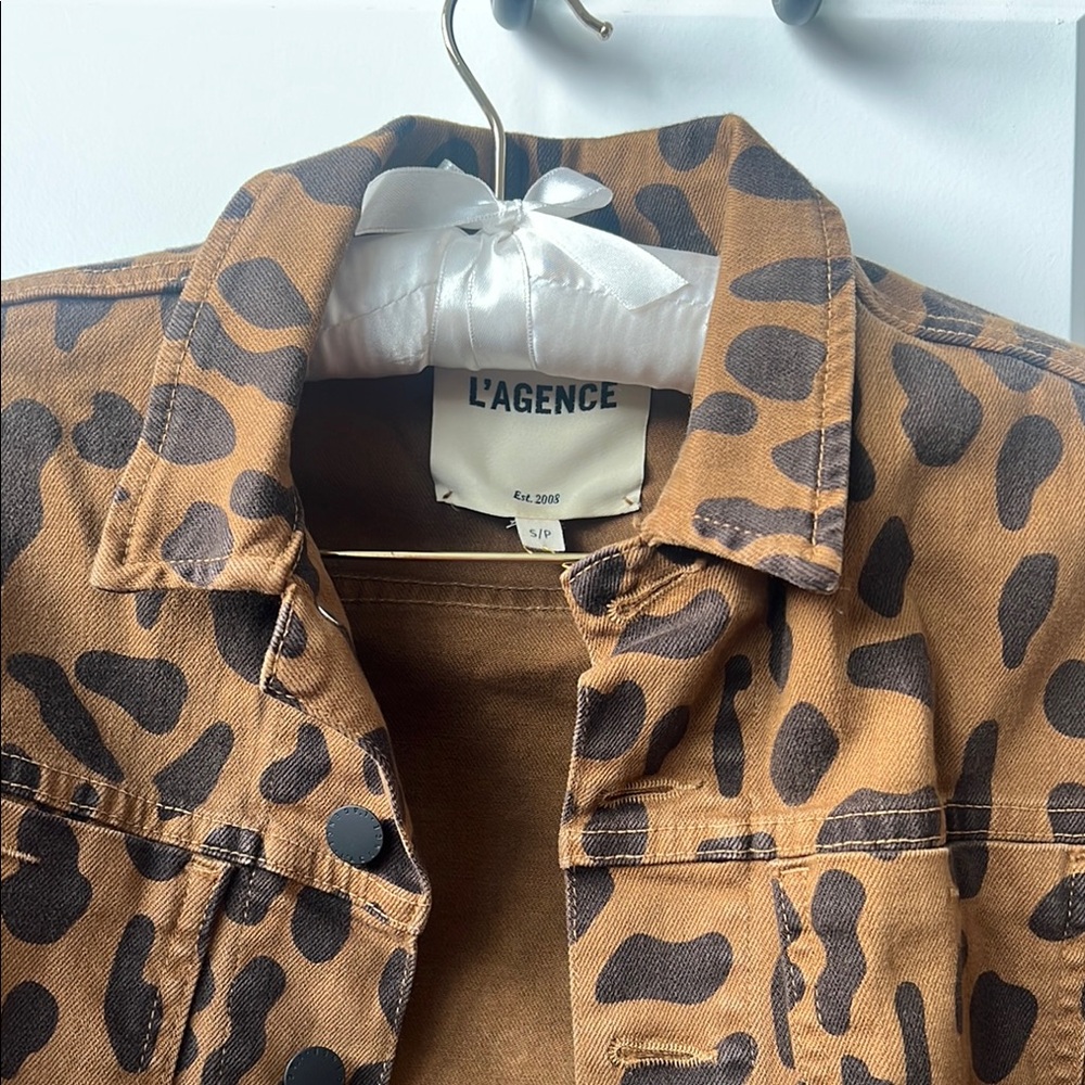 L'AGENCE Brown and Black Animal Print Jacket